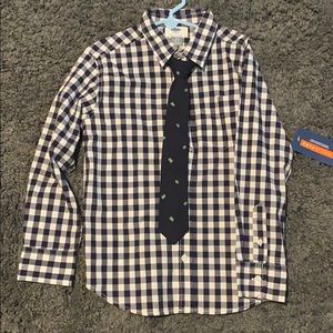 Boys 6/7checkered button down with tie. Easter!